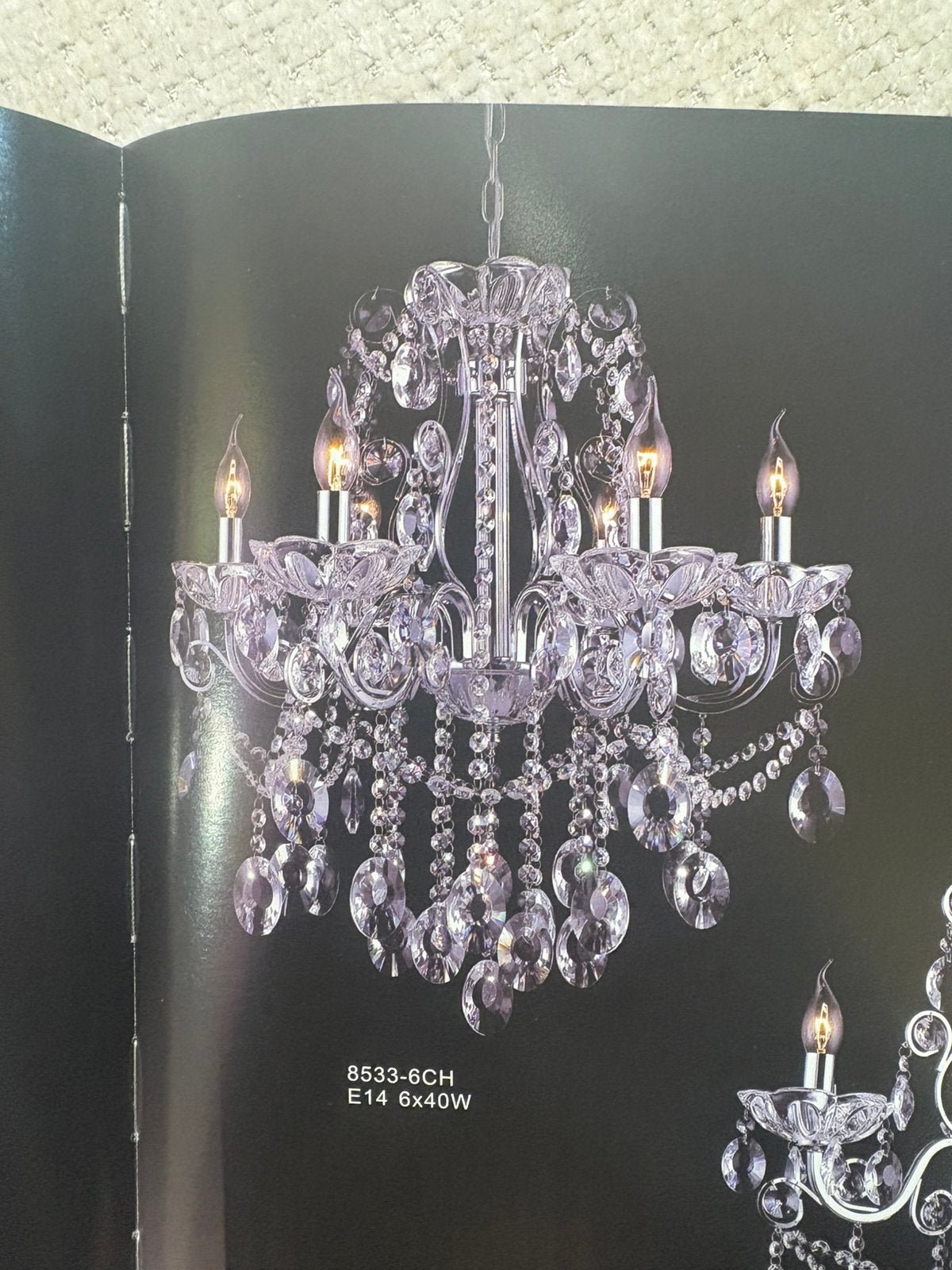 8 lichts hanglamp nieuw zilver kroonluchter zakkroon, Glas, E14 (klein), Nieuw, Ophalen of Verzenden