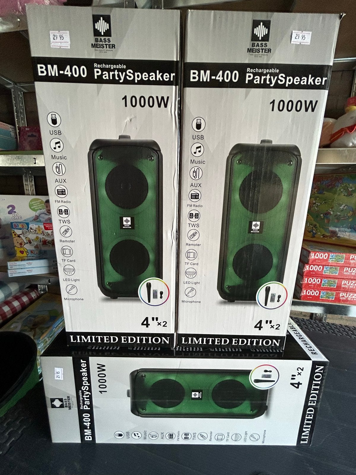 Bass Meister BM-400 Oplaadbare Party Speaker 1000W, Audio, Tv en Foto, Party speaker, Nieuw, Ophalen of Verzenden, Afstandsbediening