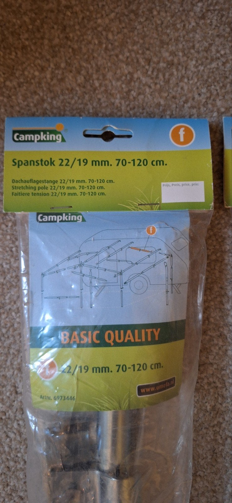 Campking spanstokken 22/19mm., Ophalen of Verzenden, Nieuw