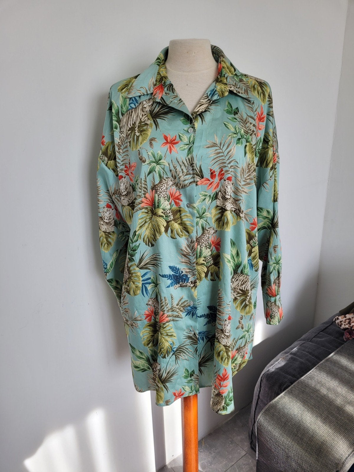 Zara blouse met jungleprint en dierenprint - Maat L, Zara, Maat 42/44 (L), Ophalen of Verzenden, Zo goed als nieuw