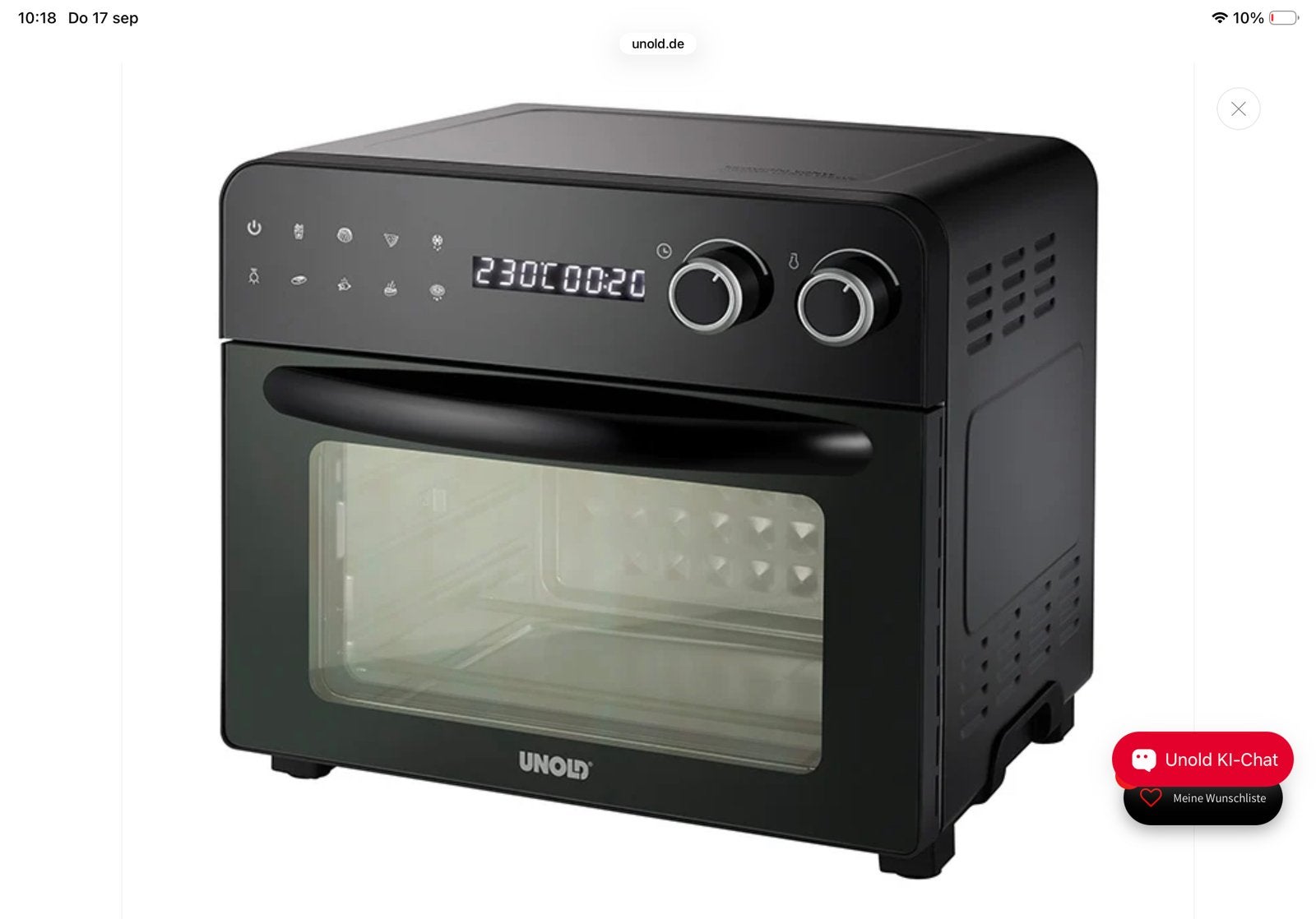 UNOLD oven, Ophalen, Zo goed als nieuw, Minder dan 45 cm