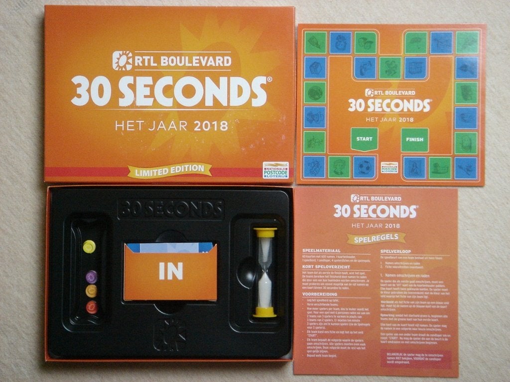 LEUK: RTL Boulevard 30 Seconds Het jaar 2018 KLEINE VARIANT!, Hobby en Vrije tijd, Gezelschapsspellen | Bordspellen, Zo goed als nieuw