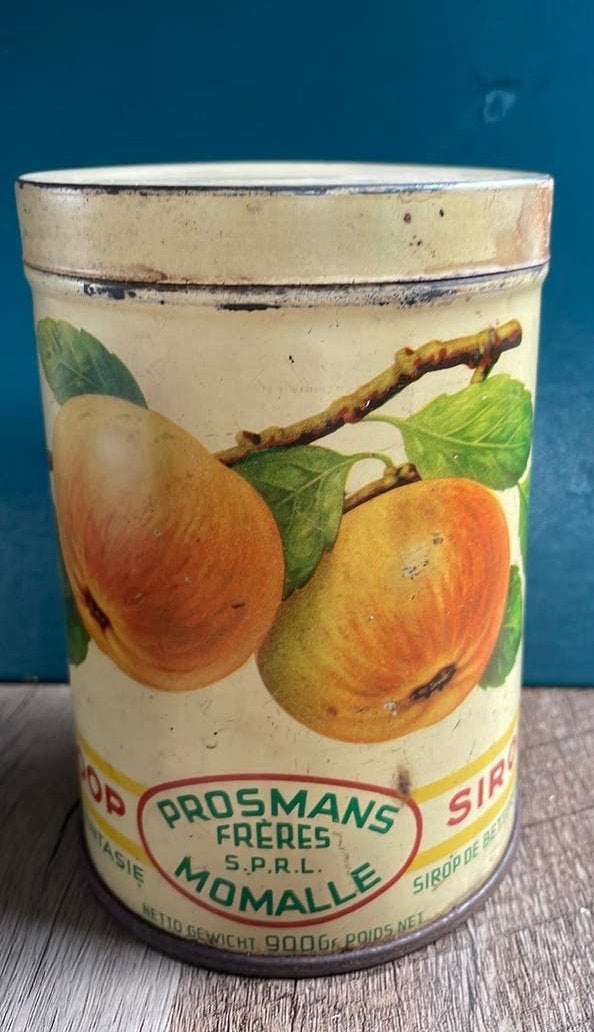 Vintage blik gemengde siroop jaren ‘40, Verzamelen, Verzenden, Gebruikt, Overige