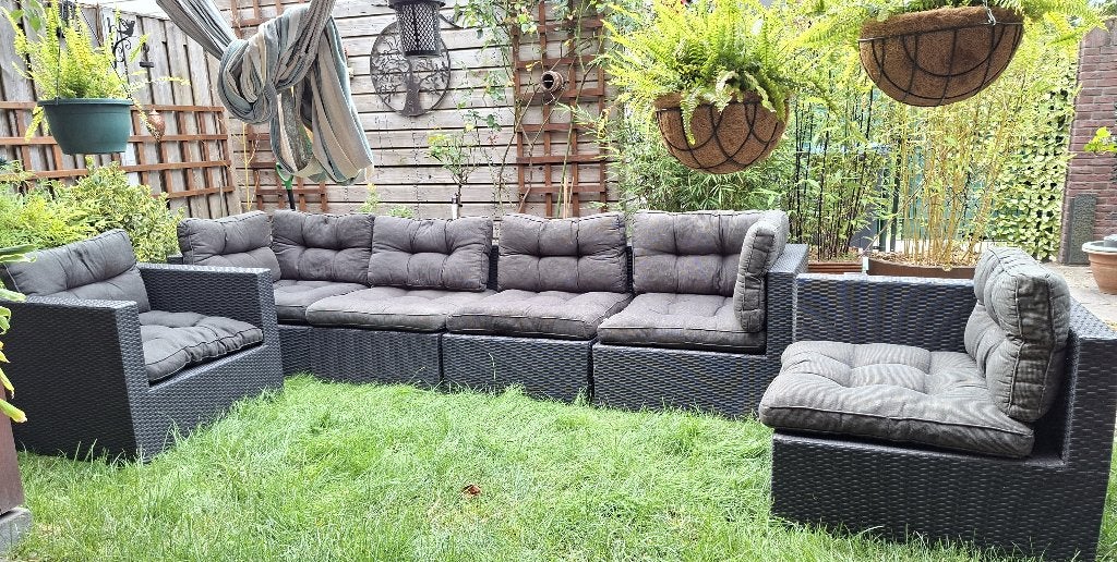 Wicker Loungeset: 6 banken+kussens (PURE Collection), Tuin en Terras, Ophalen, Gebruikt, Wicker