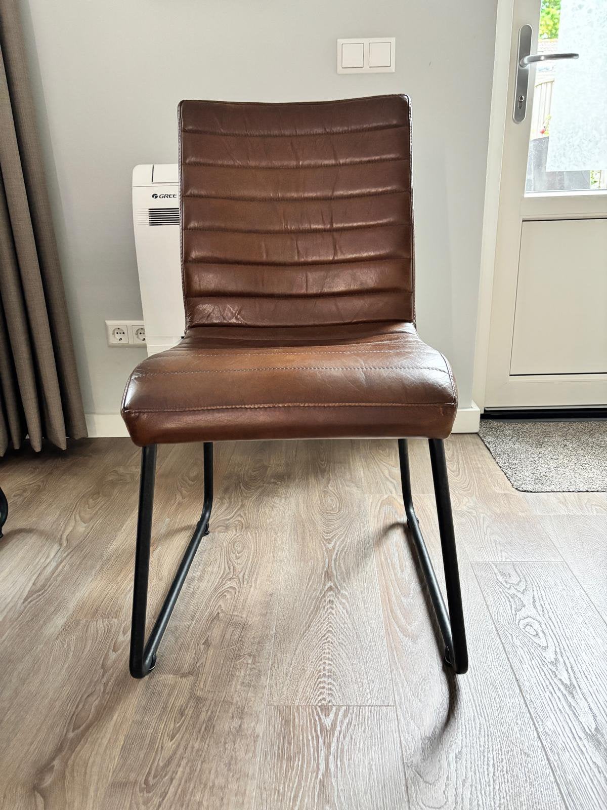 6 Goossens eetkamerstoelen – cognacbruin leer (100% leer), Ophalen, Bruin, Leer, Zo goed als nieuw