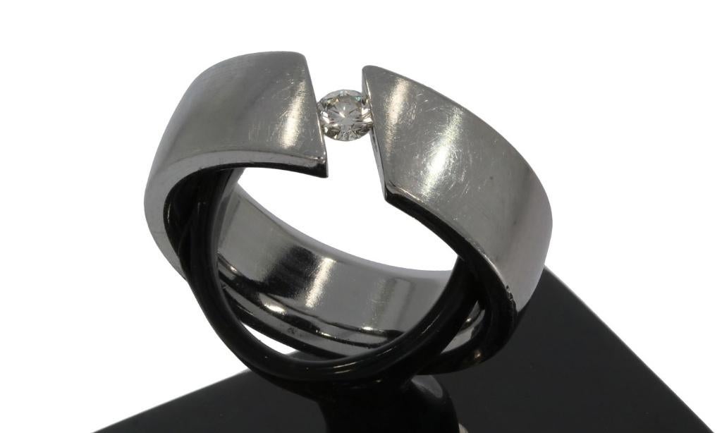 Diamant solitair briljant unisex ring edelstaal dames heren, Voordeelsieraden, Zo goed als nieuw, 17 tot 18, Met edelsteen