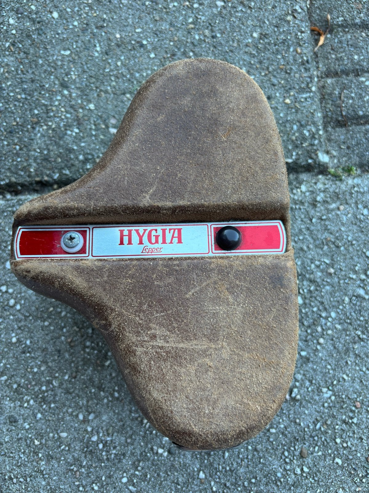 Vintage Hygia lepper fietszadel met veren, Gebruikt, Leer, Ophalen of Verzenden, Zadel
