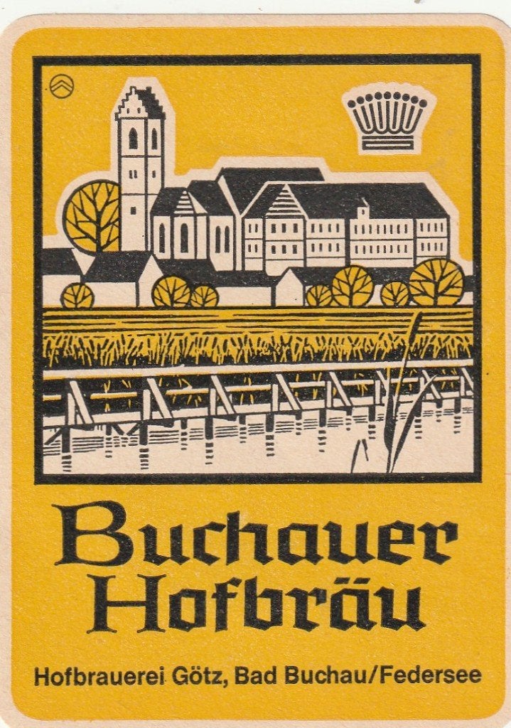 oud bieretiket Duitsland Hofbrauerei Buchauer Hofbräu, Verzenden, Gebruikt, Overige typen, Overige merken