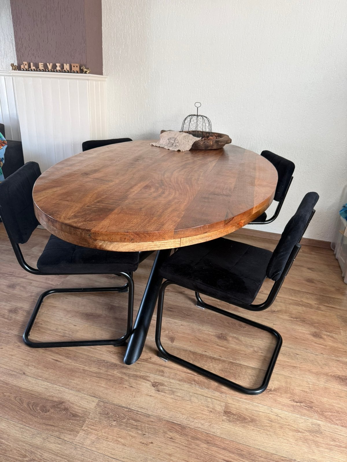 Mango houten eettafel, Huis en Inrichting, Ophalen, 100 tot 150 cm, Rond, 200 cm of meer