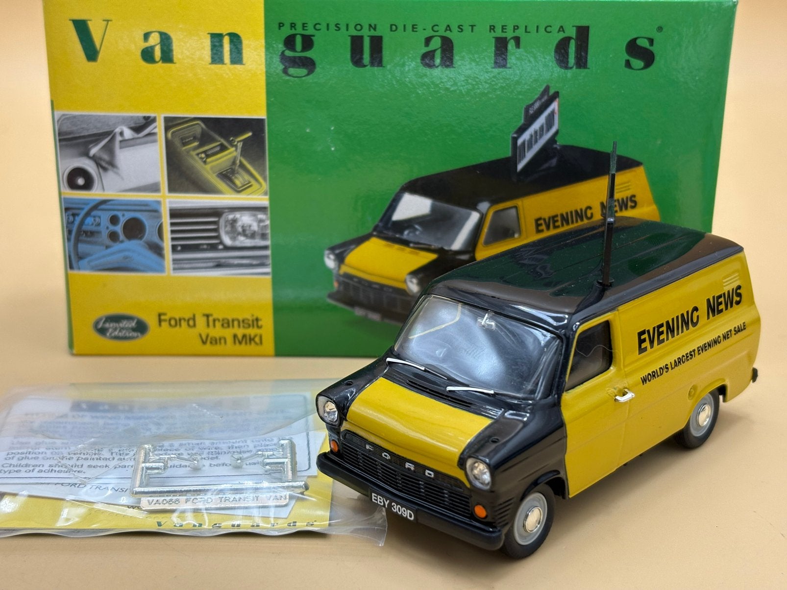 Ford Transit Van Mk I ‘Evening News’ 1/43 Vanguards, Verzenden, Nieuw, Auto, Overige merken