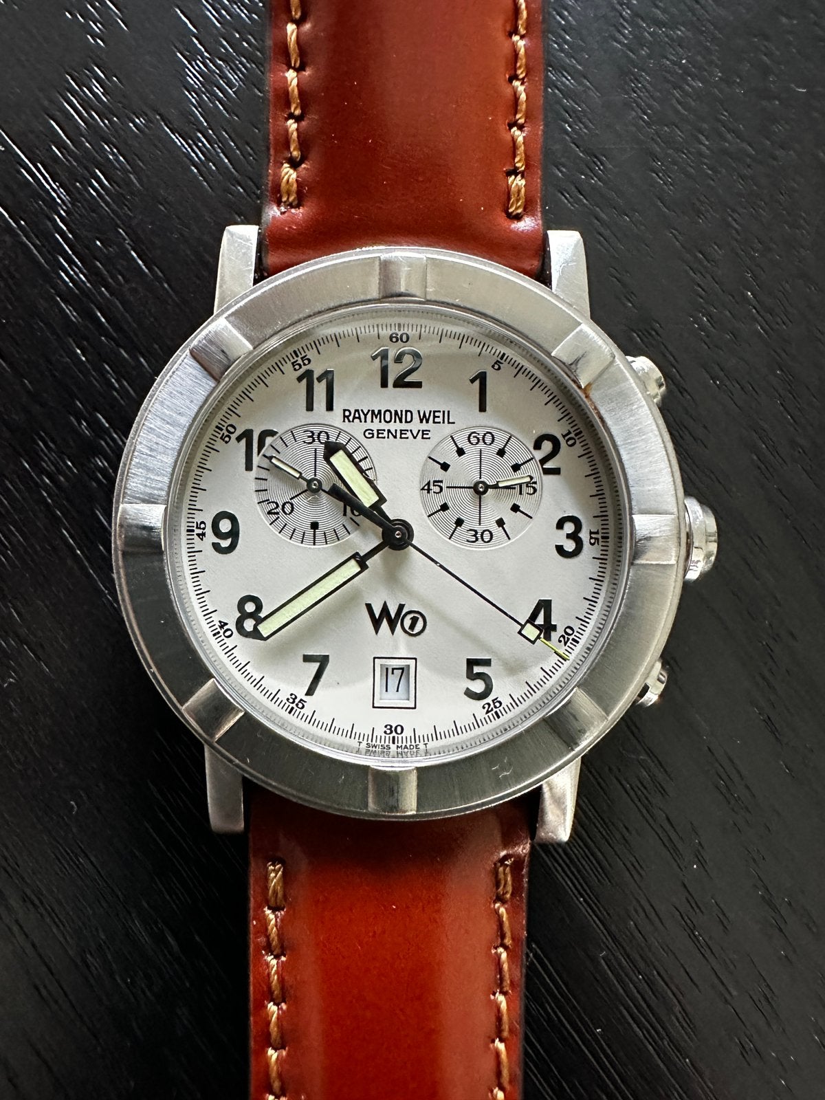 RAYMOND WEIL W1 Parsifal chronograph, Ophalen, Zo goed als nieuw, Leer, Overige merken