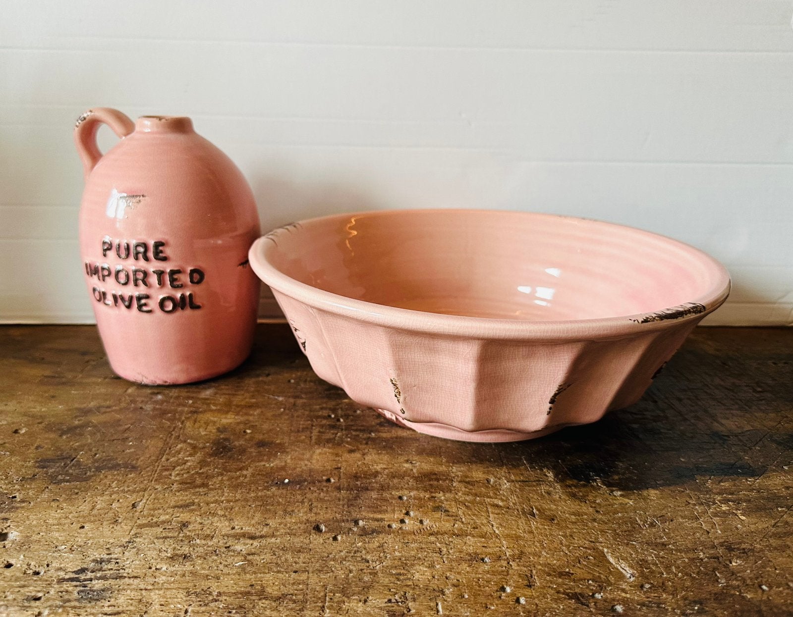 Leuke roze set kan en schaal, Ophalen of Verzenden, Zo goed als nieuw, Rond, Steen of Aardewerk