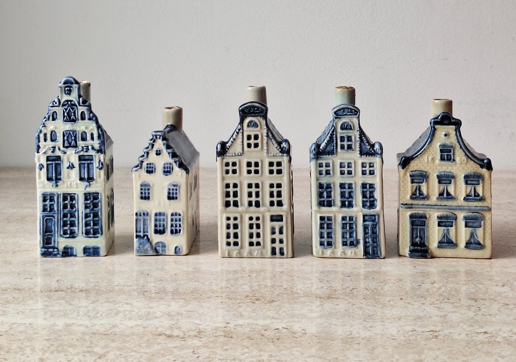 5 x KLM huisjes Rijnbende oude Genever, Verzamelen, KLM Huisjes, Ophalen of Verzenden, Gevuld