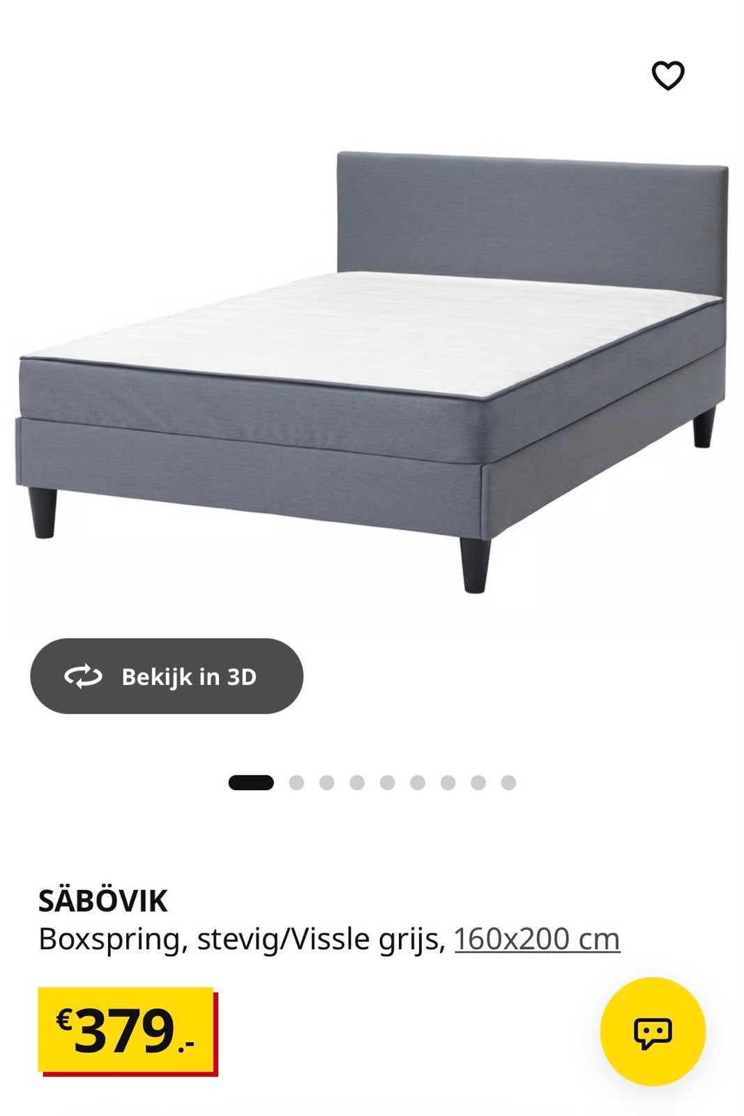 IKEA SÄBÖVIK Boxspring, stevig/Vissle grijs, 160x200 cm, Huis en Inrichting, Ophalen, Tweepersoons, Zo goed als nieuw, 200 cm