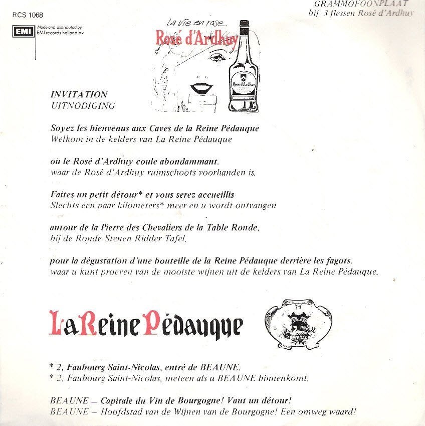 La Vie En Rose/Reclamesingle Rosé d'Ardhuy-La Reine Pedauque, Ophalen, Gebruikt, Frankrijk, Rode wijn