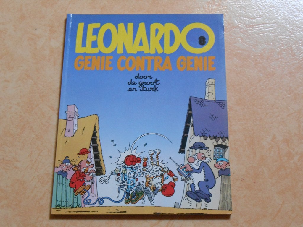 Leonardo 8 Genie contra genie 1986 1 ste druk., Eén stripboek, Ophalen of Verzenden, Zo goed als nieuw, Turk en degroot