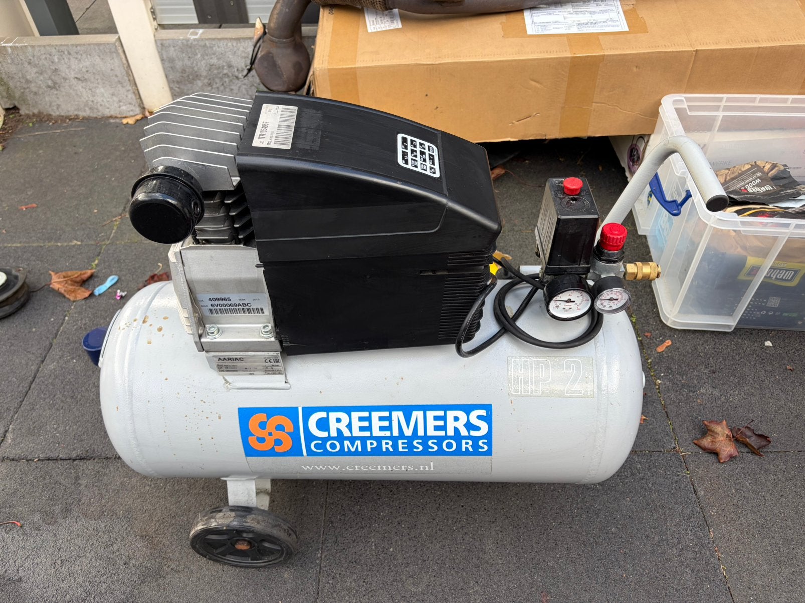Creemers 50 liter compressor, Doe-het-zelf en Verbouw, Ophalen, Gebruikt, 6 tot 10 bar, 25 tot 100 liter