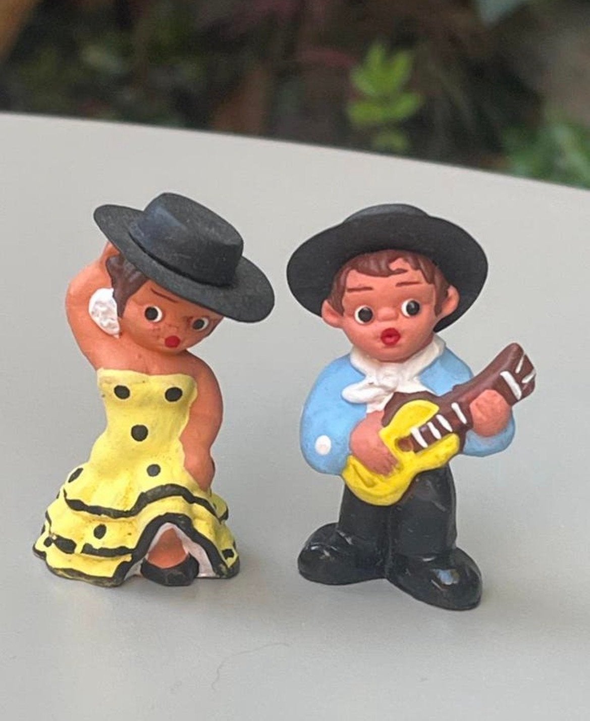 Vintage Spaanse kleibeeldjes: Flamenco danseres & gitarist, Ophalen of Verzenden, Gebruikt, Mens