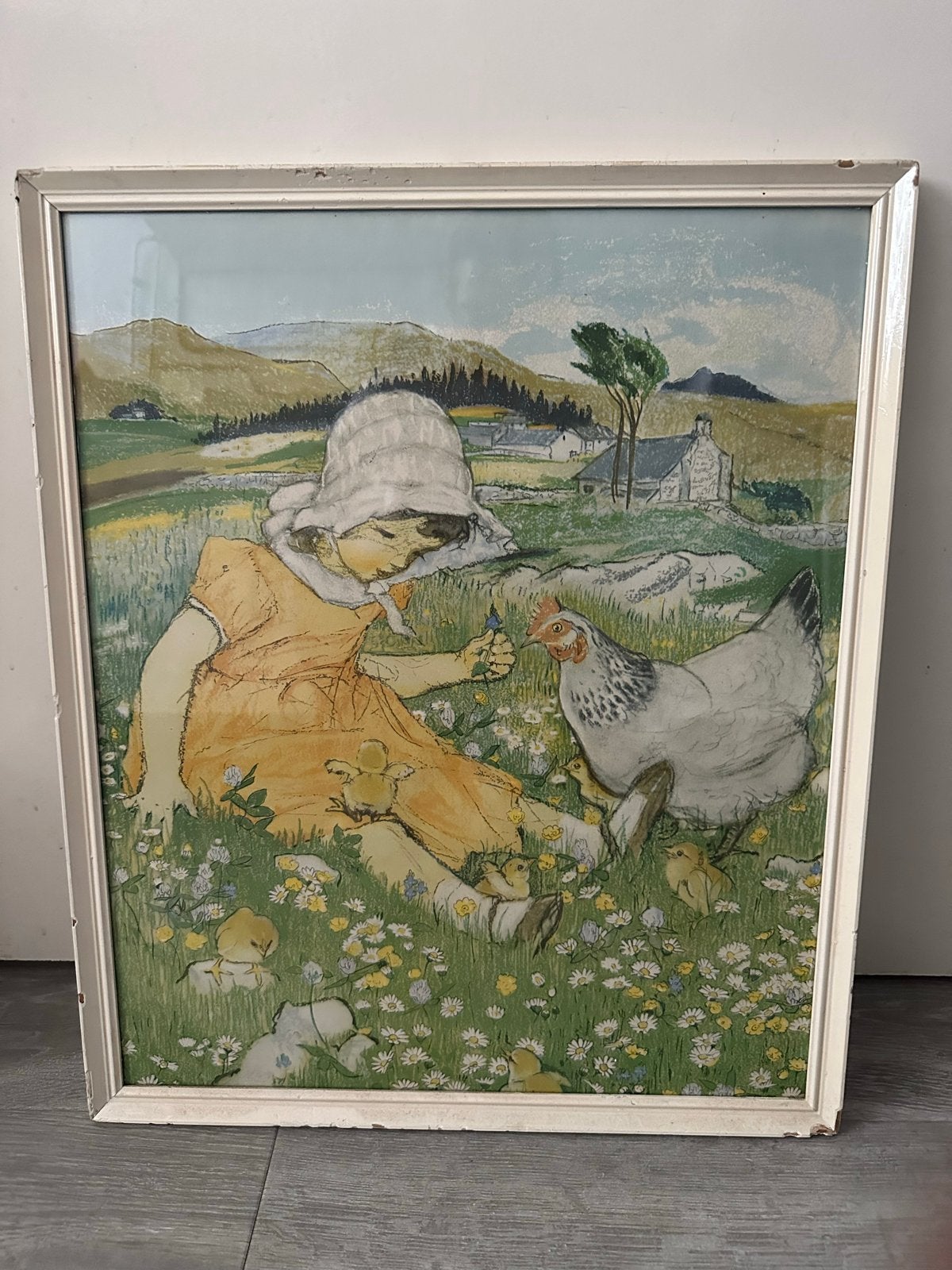 Vintage print 'Fun with the Chicks' Muriel Dawson, Dieren, Print, Papier, Vintage