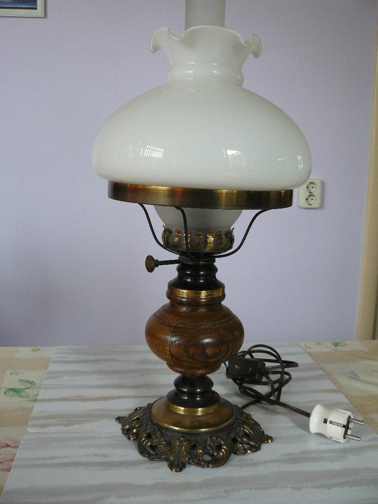 vintage tafellamp, Gebruikt, Vintage, Olielamp, Glas