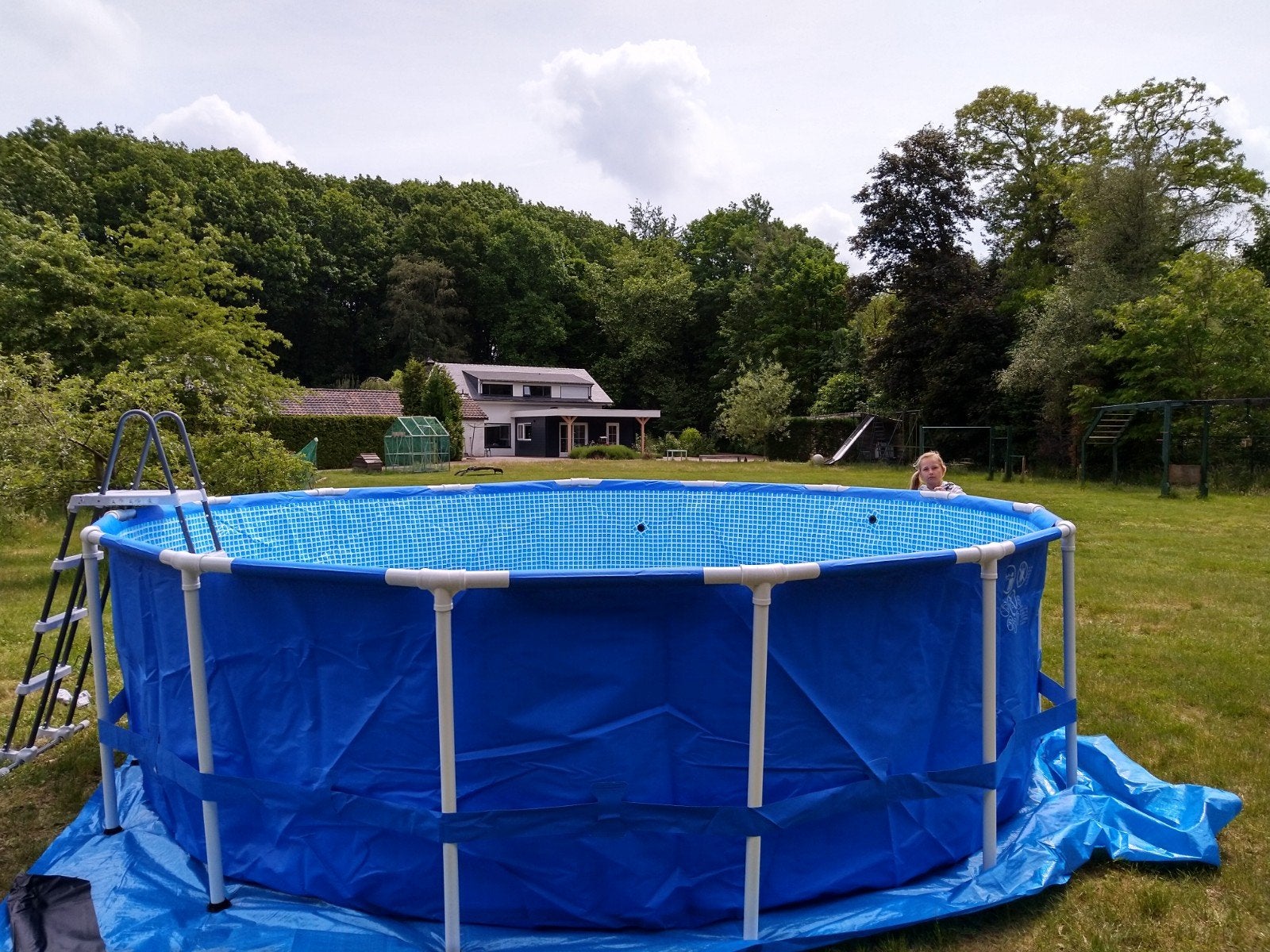 Intex groot zwembad met alle toebehoren, Gebruikt, Rond, 300 cm of meer, Opzetzwembad