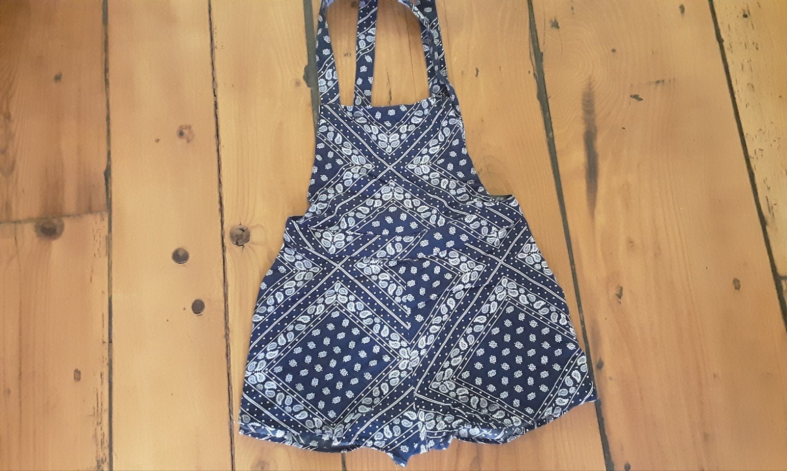 tuinbroek,  salopette, playsuit, jumpsuit. Blauw - wit S., Blauw, Ophalen of Verzenden, Maat 36 (S), Onbekend