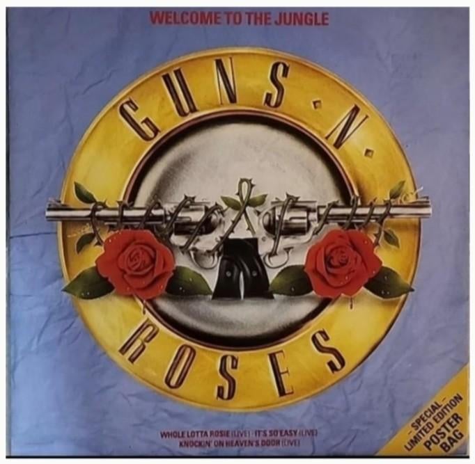 Guns N' Roses Welcome To The Jungle 1987 Poster Sleeve, Cd's en Dvd's, Vinyl | Hardrock en Metal, Ophalen of Verzenden, Zo goed als nieuw