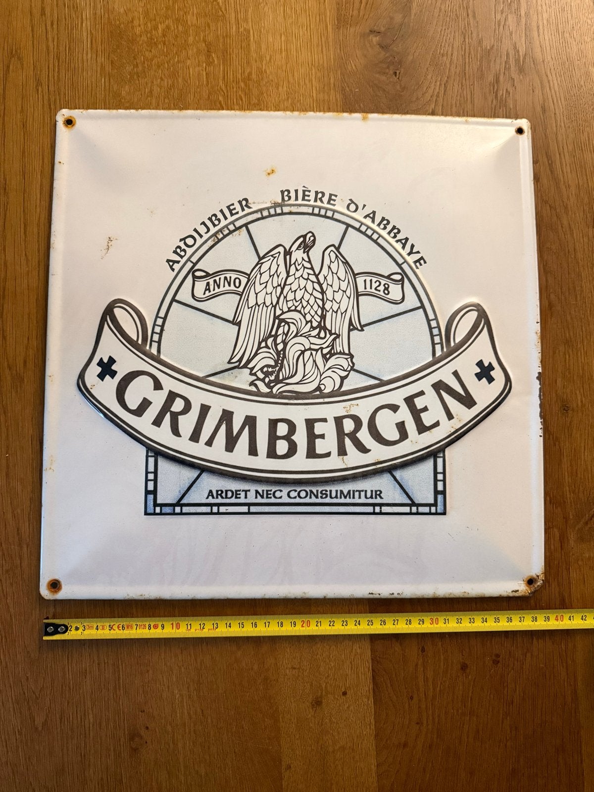 Vintage Grimbergen Abdijbier metalen Reclamebord, Ophalen of Verzenden