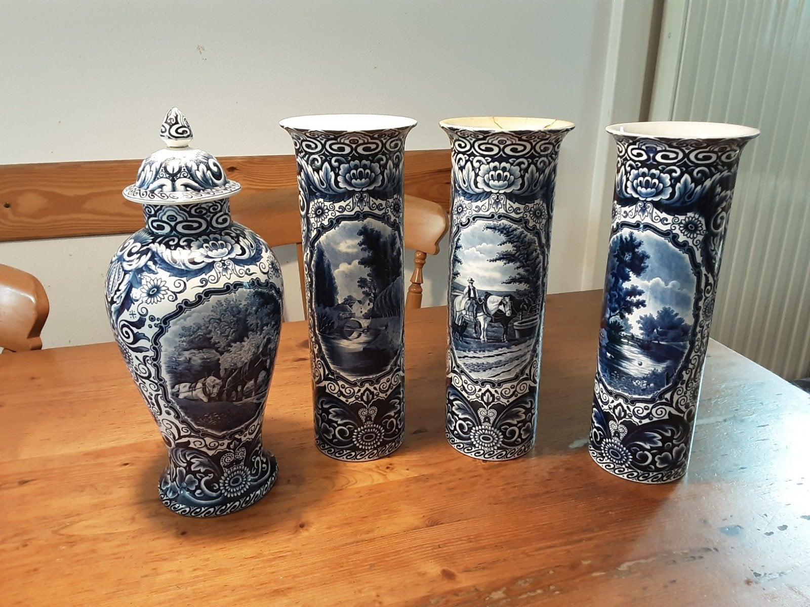 Delfts Blauw Vazen Set - Société Céramique Maastricht, Ophalen of Verzenden