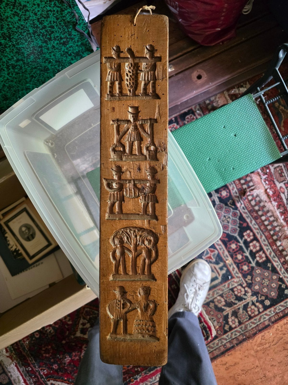 Antieke houten speculaasplank met diverse figuren, Ophalen of Verzenden