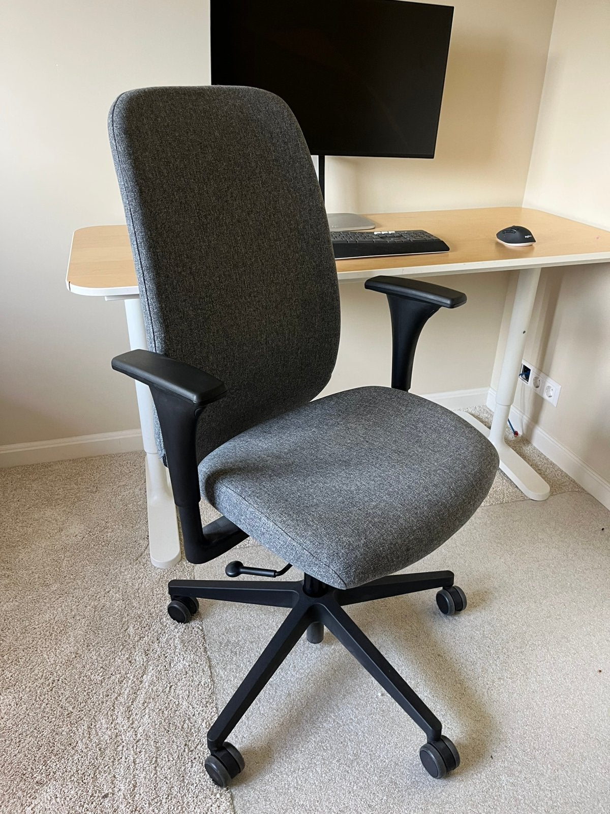 IKEA Vällfjället Bureaustoel Grijs Armleuningen - Nieuwstaat, Ophalen, Ergonomisch, Zo goed als nieuw, Grijs