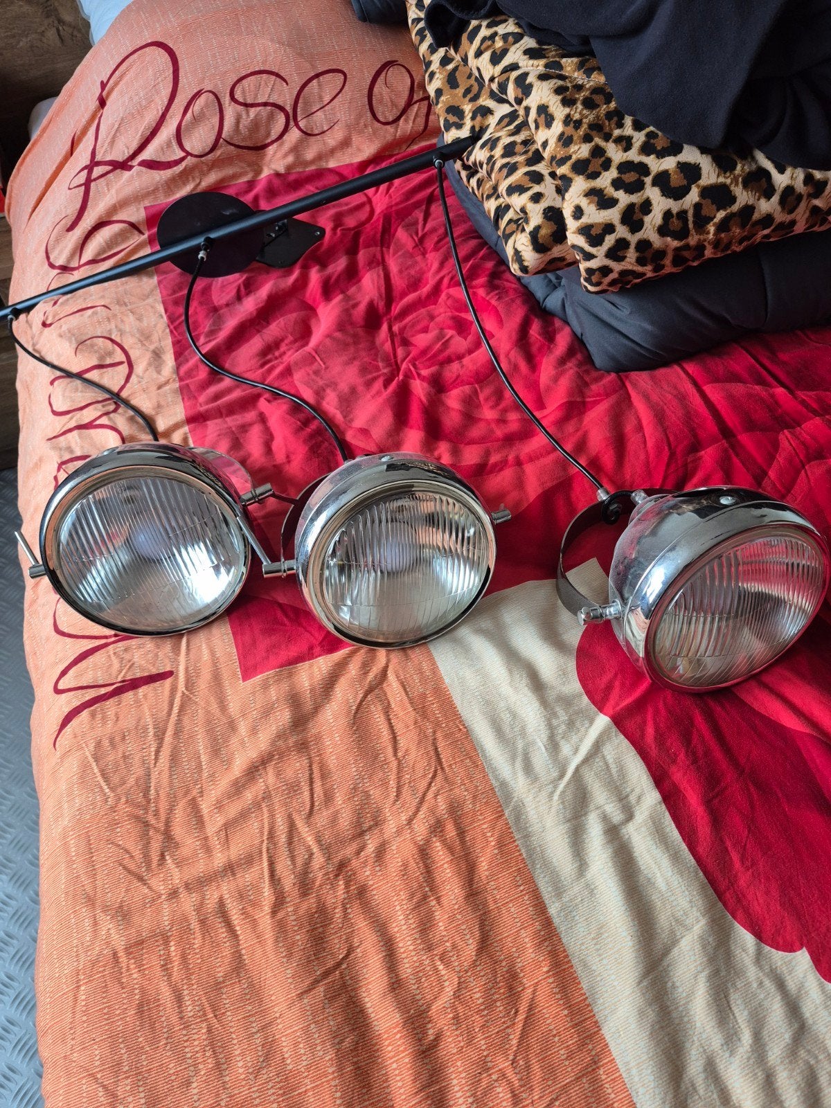 Vintage Chrome Motor Koplamp Hanglamp - Uniek Design, Verzamelen, Ophalen of Verzenden, Gebruikt