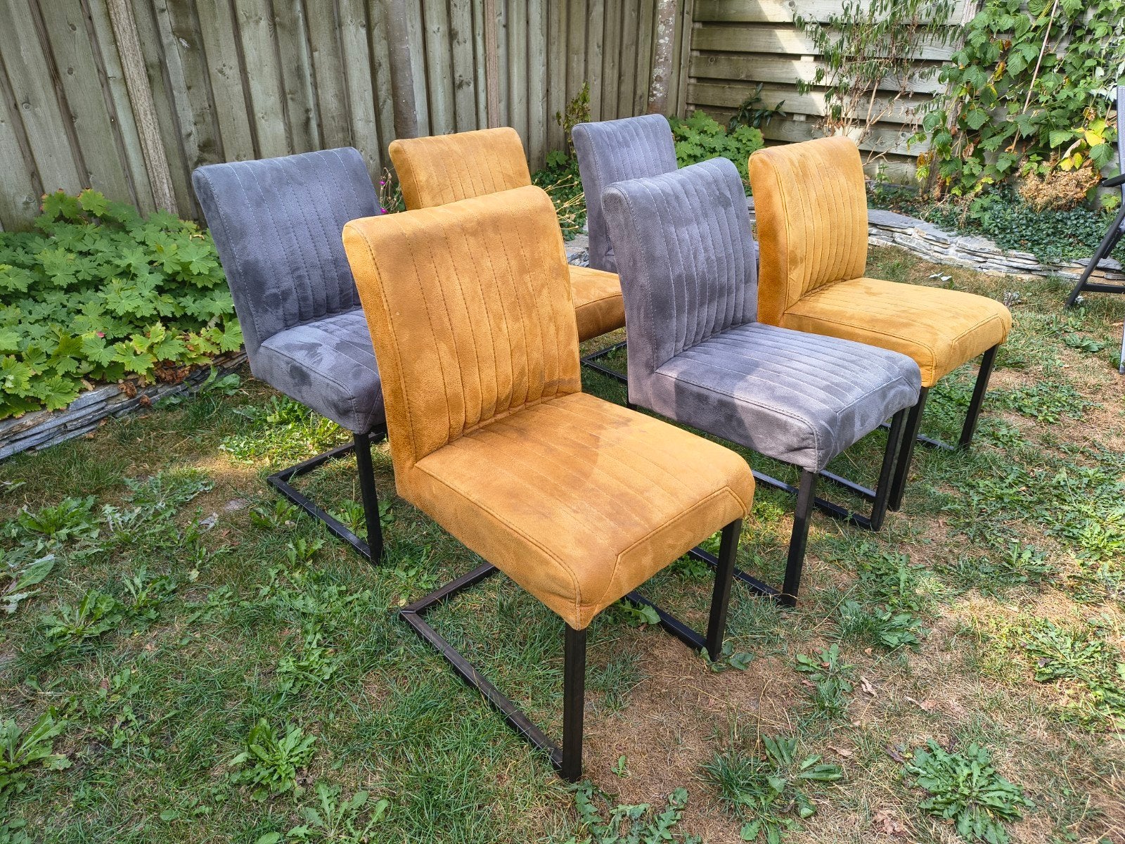 Set van 6 Haco stoelen met metalen frame, Huis en Inrichting, Stoelen, Ophalen, Gebruikt, Overige kleuren, Stof