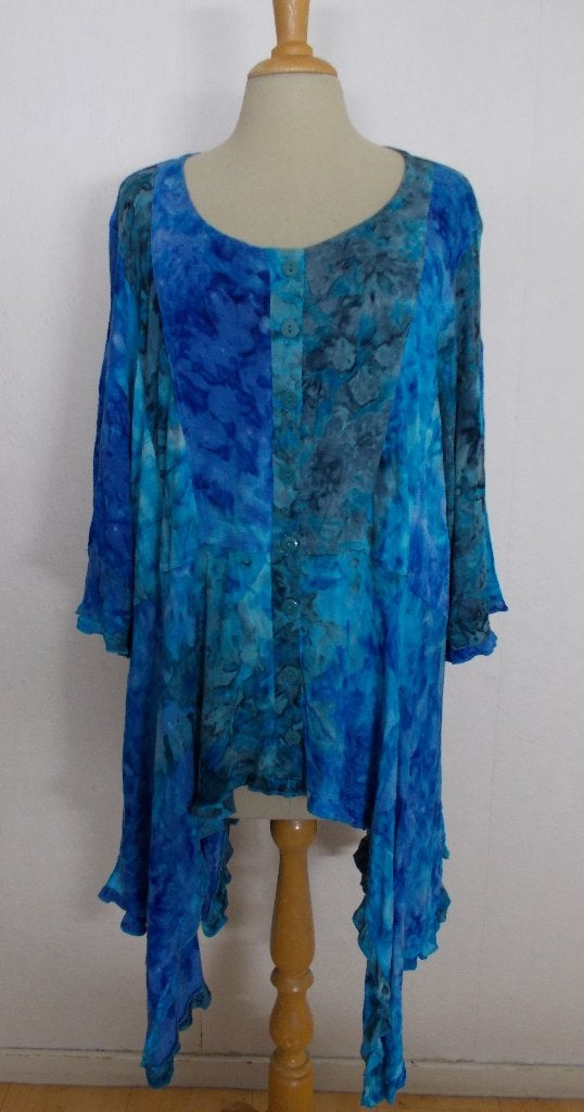 Aparte blauwe print tuniek/top van Normal Crazy! XL/XXL, Verzenden, Zo goed als nieuw, Maat 46/48 (XL) of groter, Blauw