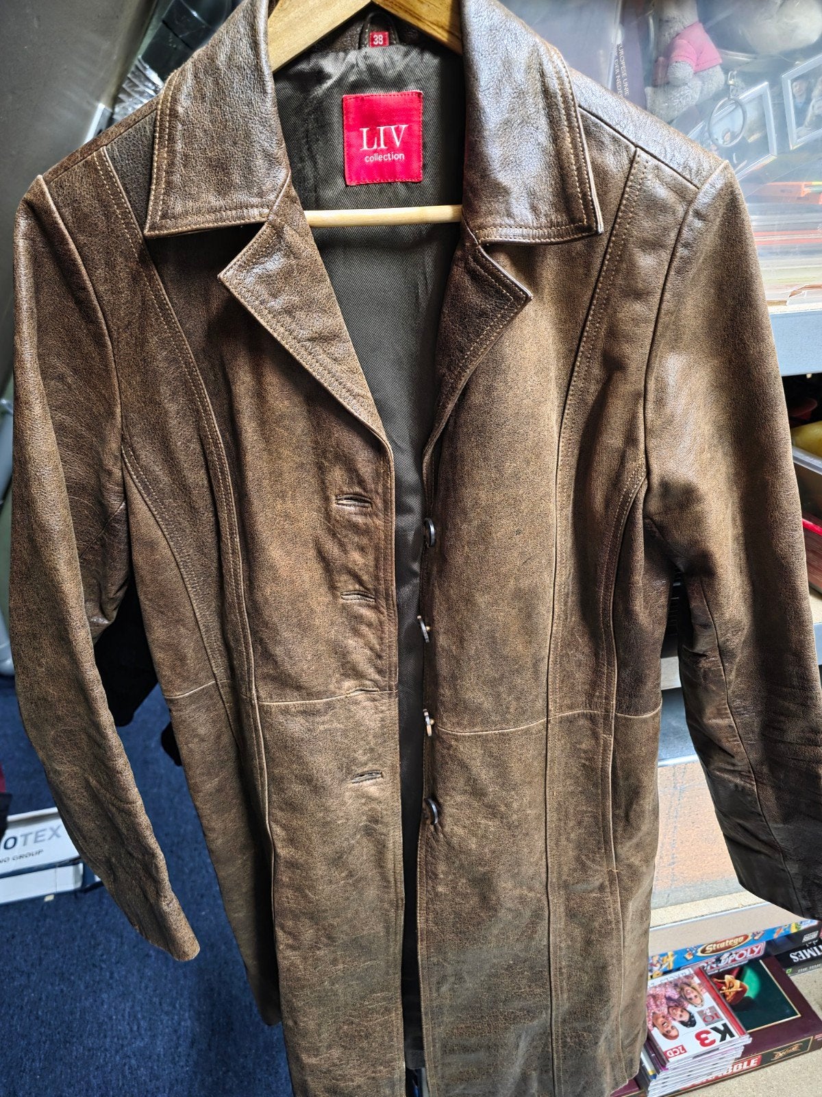 Mooie bruine leren jas van Liv collection, maat 38, Bruin, Liv, Gedragen, Ophalen