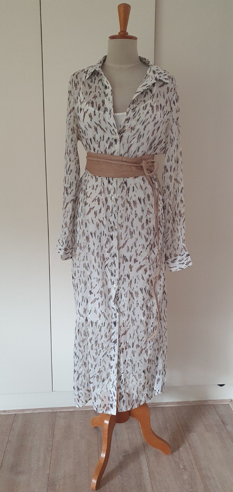 Nukus transparante doorknoopjurk Claudy, leopard print, mt S, Overige kleuren, Ophalen of Verzenden, Zo goed als nieuw, Maat 36 (S)