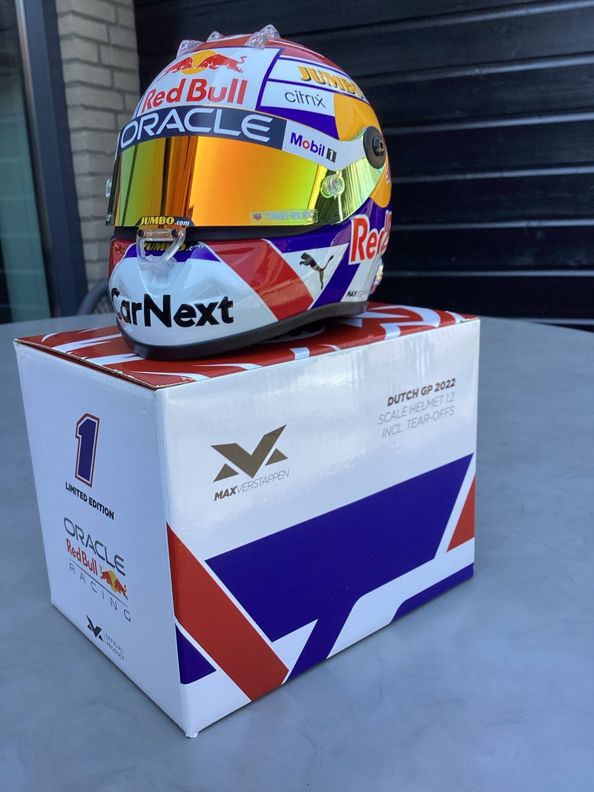 Max Verstappen Dutch GP 2022 Schaalhelm 1:2 Limited Edition, Ophalen of Verzenden, Nieuw, Formule 1