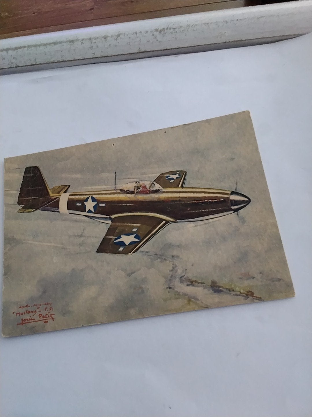 Vintage P-51 Mustang Vliegtuig Prent - WOII Collectie, Verzamelen, Ophalen of Verzenden