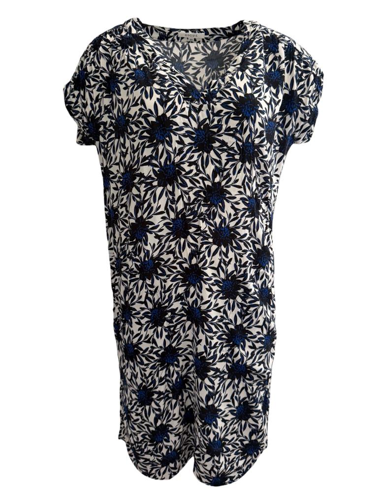 Gigue jurk M, Kleding | Dames, Jurken, Zo goed als nieuw, Maat 38/40 (M), Blauw, Onder de knie, Ophalen of Verzenden