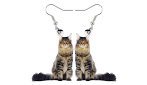 Leuke Katten Oorbellen - Hangers, Overige materialen, Hangers, Bruin, Verzenden