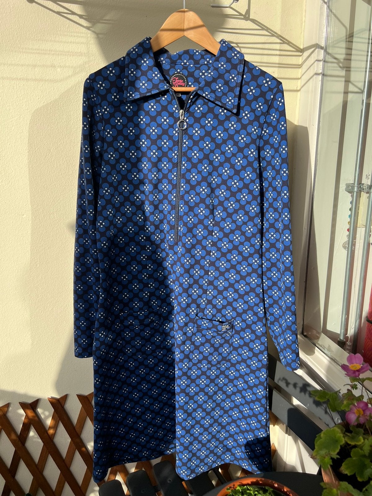 Jurk tante Betsy maat xl, Ophalen, Blauw, Maat 46/48 (XL) of groter, Zo goed als nieuw