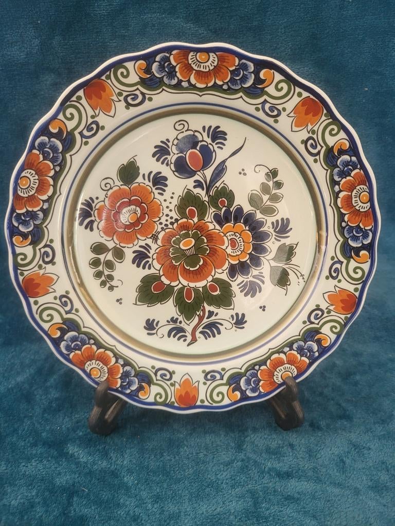 Delfts Polychroom Wandbord - Handwerk - Ø 22,5 cm, Antiek en Kunst, Antiek | Wandborden en Tegels, Ophalen