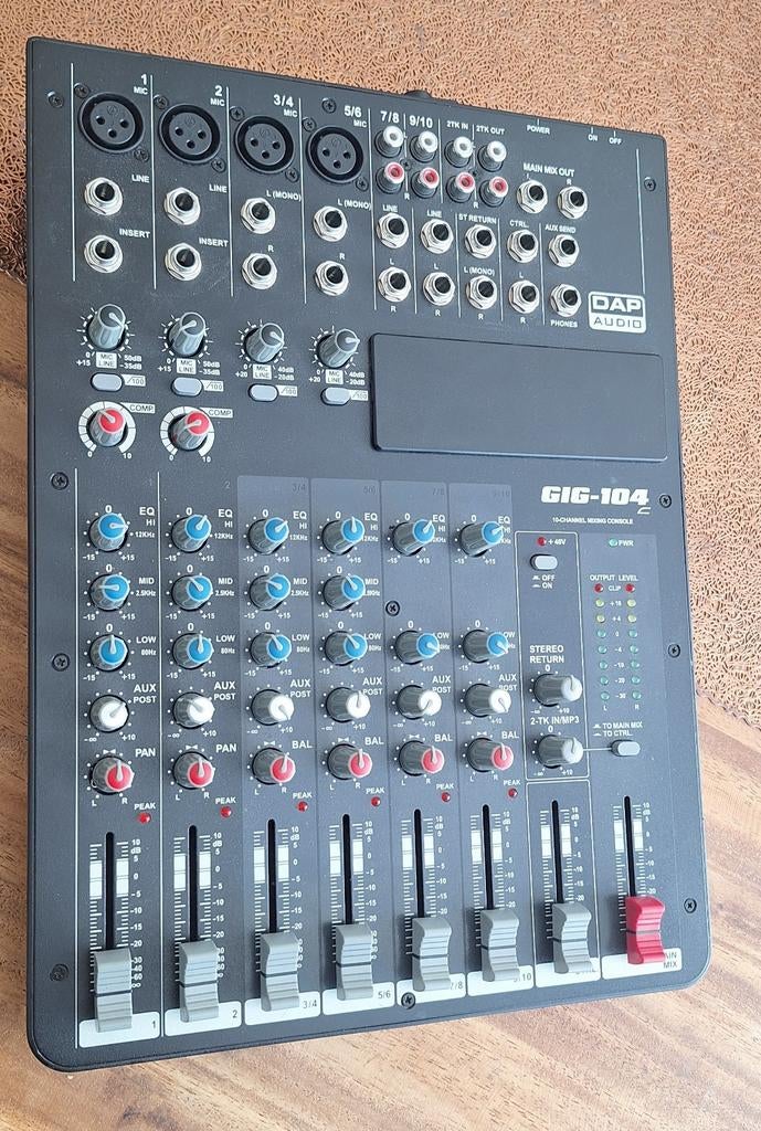 DAP Audio GIG-104 10-kanaals Mixer mangpaneel, Muziek en Instrumenten, Ophalen of Verzenden, Gebruikt, 5 tot 10 kanalen, Microfooningang