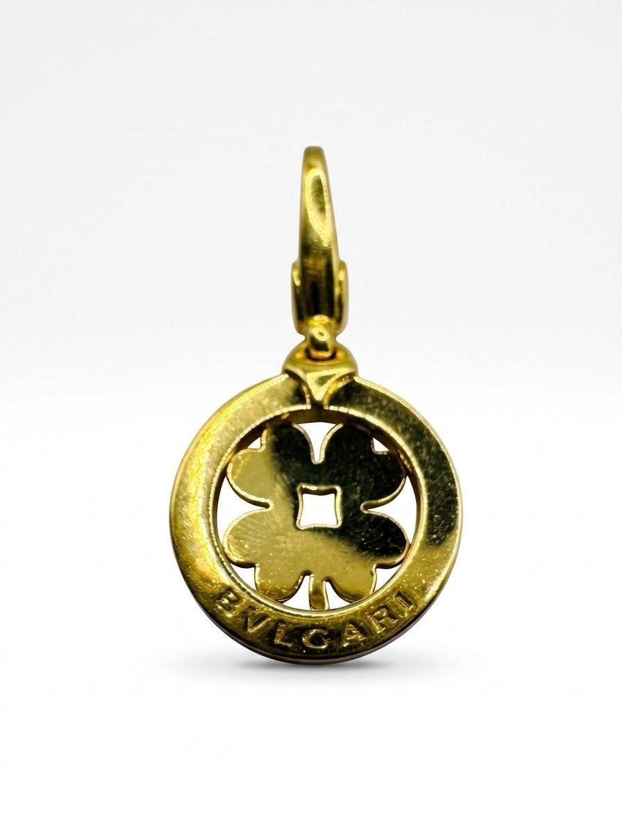 Bvlgari Tondo Klaver Hanger 18K Geelgoud, Overige merken, Gebruikt, Ophalen of Verzenden, 1 bedel