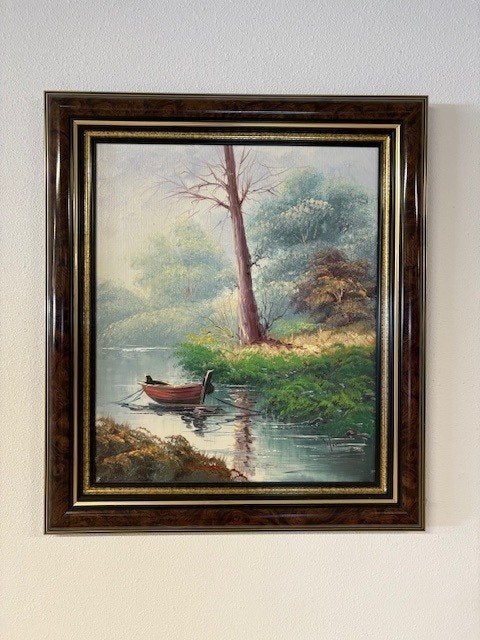 Boot en boom, Ophalen, Doek, Oud hollands, Bijzondere lijst