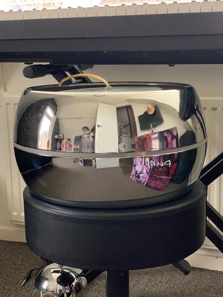 Chrome lamp met glas, Ophalen, E27 (groot), Zo goed als nieuw, Retro, vintage, modern
