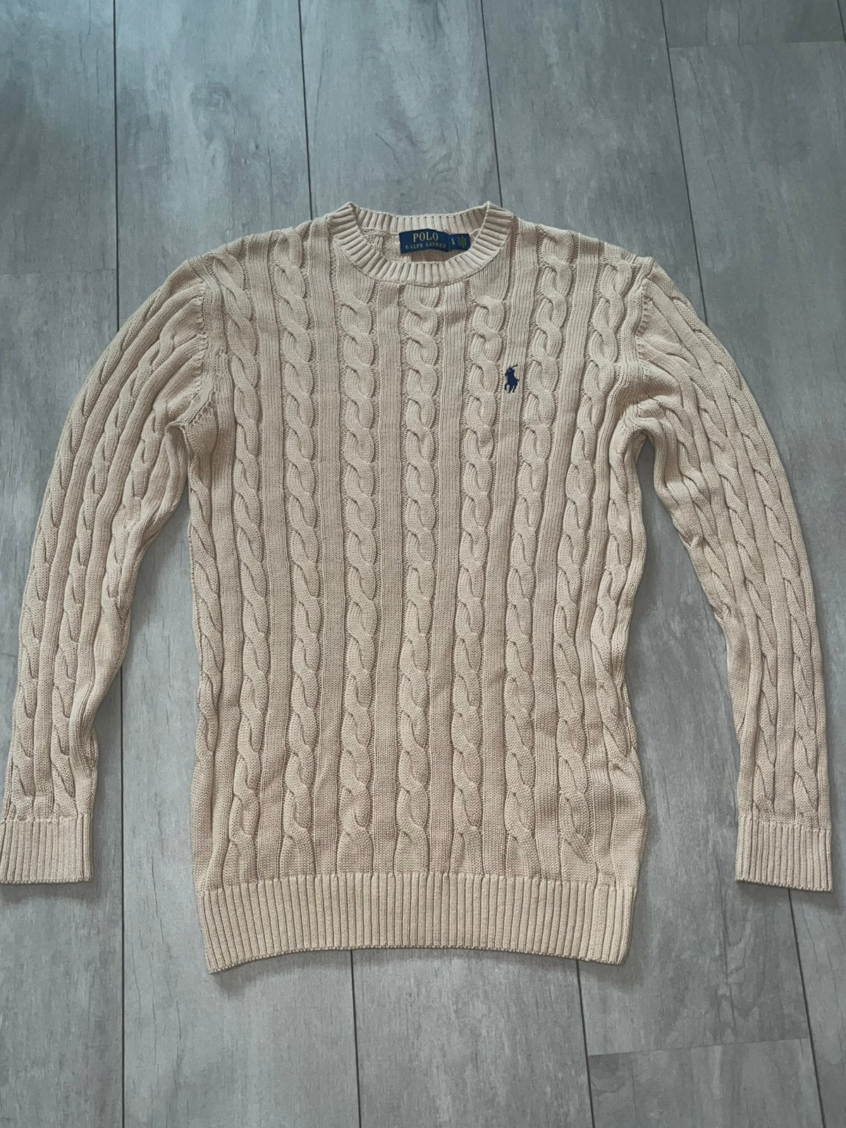 Ralph Lauren kabeltrui beige/crème maat L, Ophalen of Verzenden, Zo goed als nieuw, Maat 52/54 (L), Beige