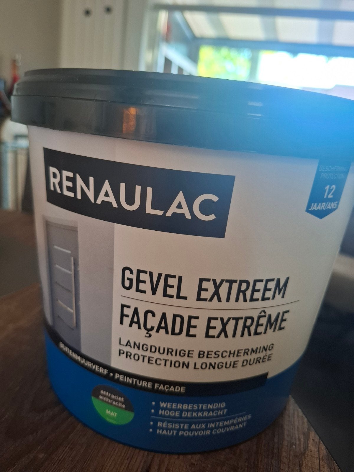 Volle emmer buitenmuurverf 5ltr antraciet/mat, Ophalen