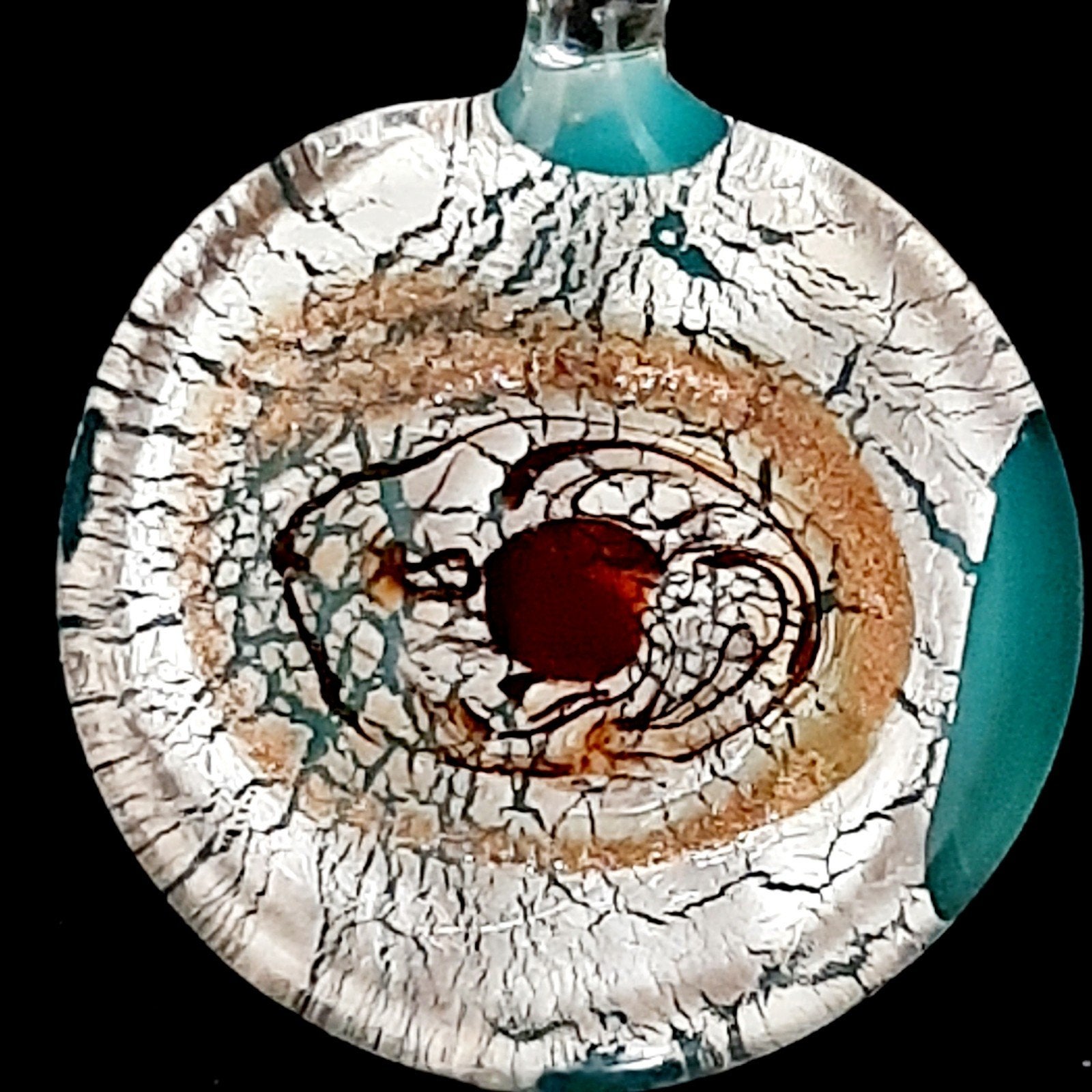 Handgemaakte Silver Foil Lampwork Hanger in geschenkdoosje, Sieraden, Tassen en Uiterlijk, Kettingen, Met hanger, Blauw, Nieuw