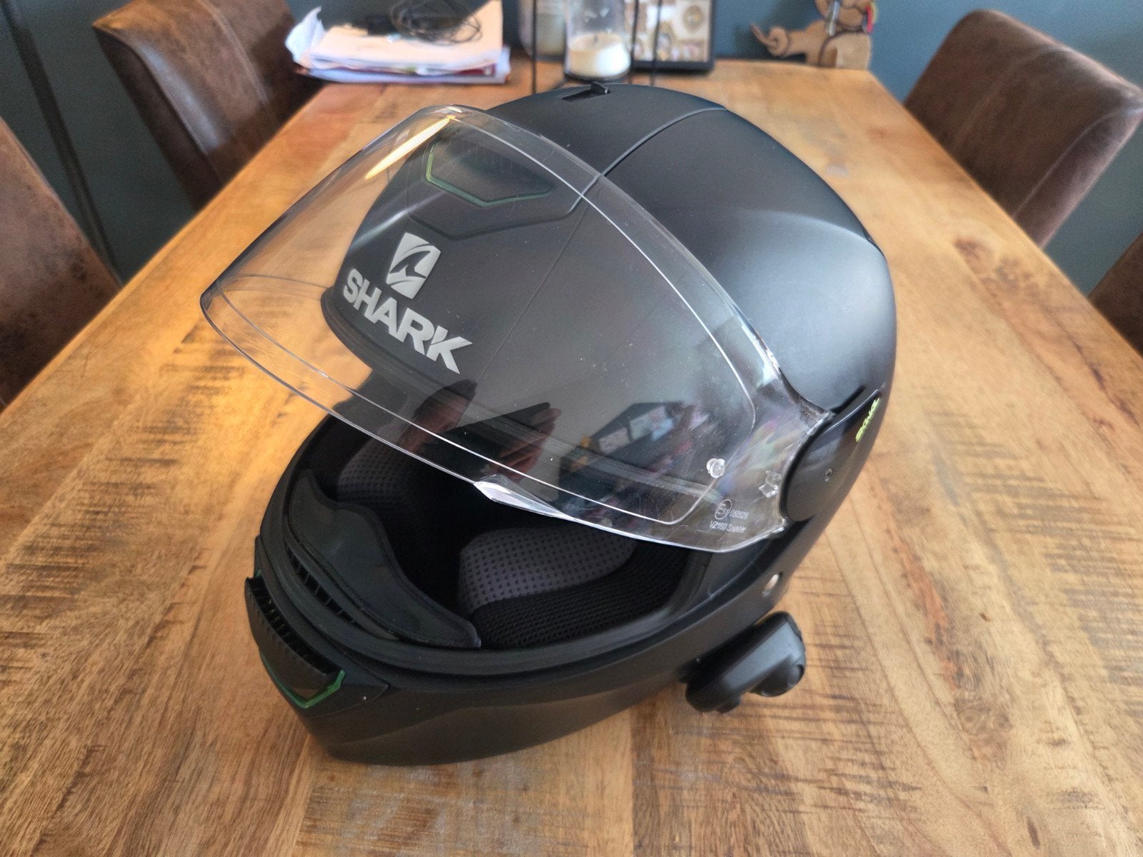 Motorhelm Shark maar M, Sena Smh5 fm, zonneviezier en pinloc, Ophalen, M, Dames, Shark